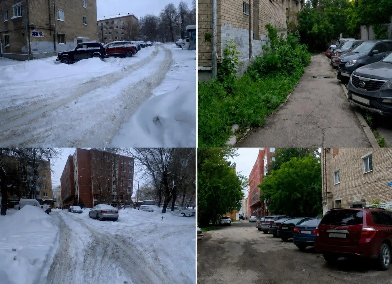 Жительница Перми пожаловалась на неубранный внутриквартальный проезд. В ответе администрации указано, что территория в нормативном состоянии, но присланные снимки этому не соответствуют.