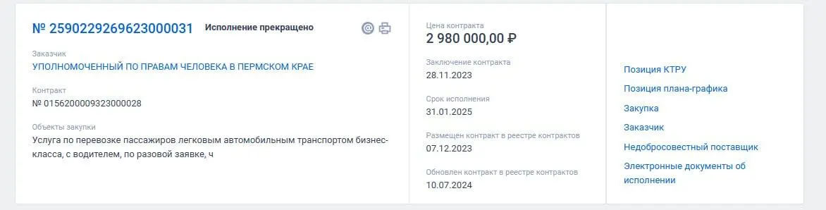 С конца 2023 года расходы на перевозку омбудсмена составили свыше 12 млн рублей; в 2026 году эта сумма превысила 4 млн.