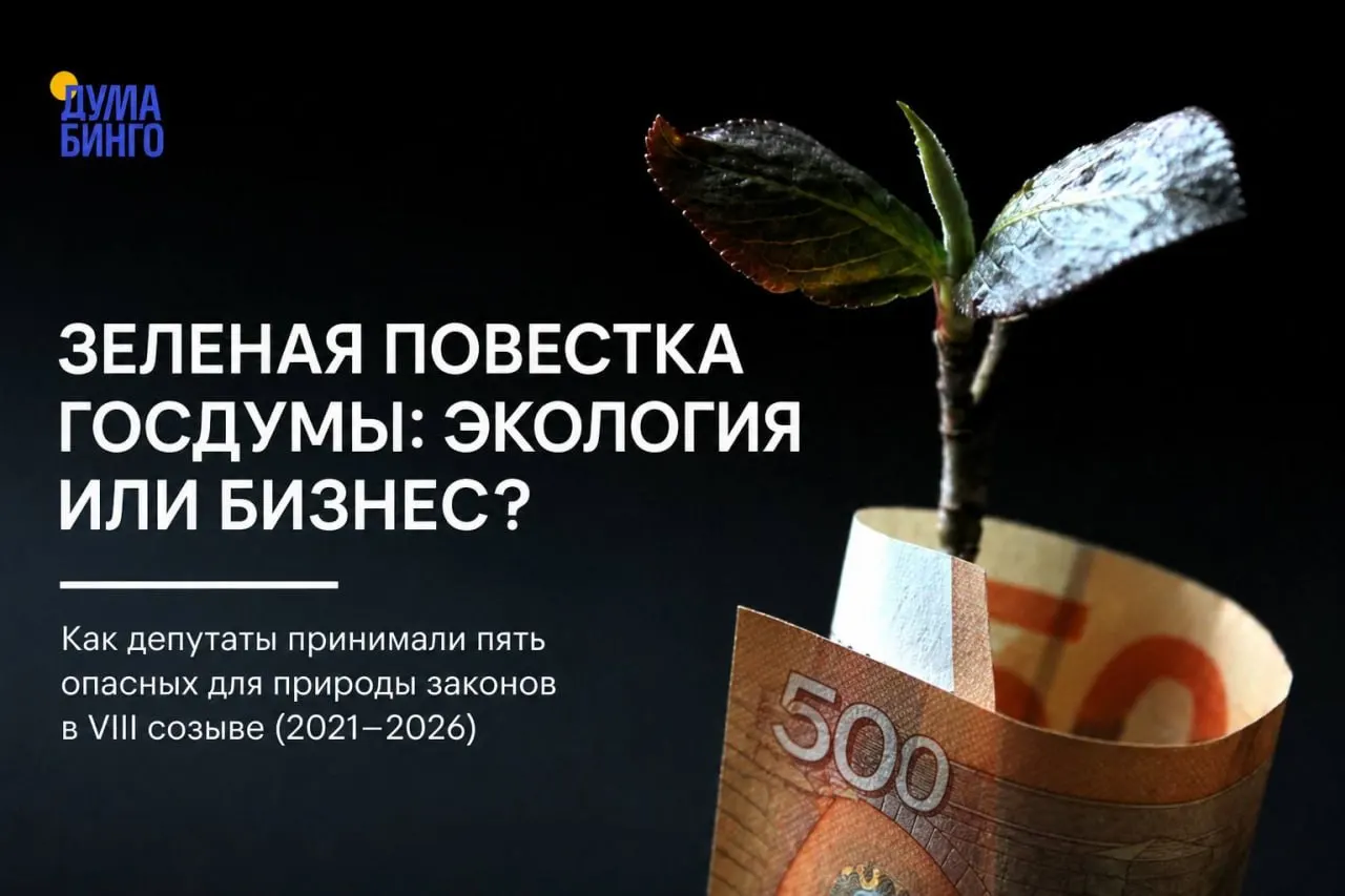 Независимое исследование показало, что за последние годы Госдума принимала законы и поправки, которые ослабляют природоохранное регулирование. Большинство решений проходят благодаря голосам «Единой России», хотя иногда возникают дискуссии и отдельные голоса «против».